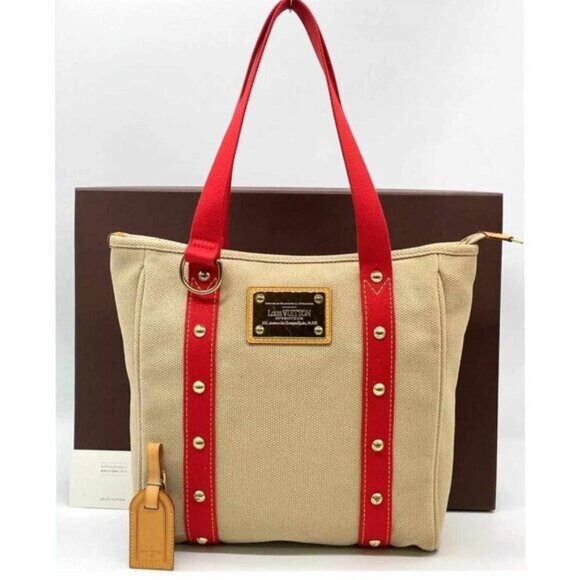 Authentic Louis Vuitton Antigua Red Caba MM W/Box Tote Bag - Picture 1 of 15